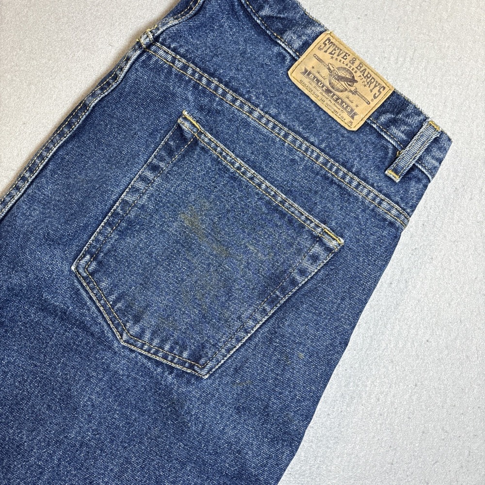 Steve & Barry's Mens Relaxed 100% Cotton Jeans 38x30 Straight Dark Wash